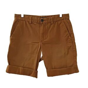 New Look Men’s Chino Shorts Size 32R Zipper Pockets Cuffed Hem RUST BROWN Travel